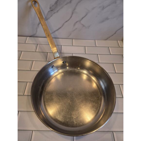 Tournus France Copper & Brass 9.75" x 2.75" Sauté/Sauce Pan 9" Handle EUC VTG - Picture 4 of 12